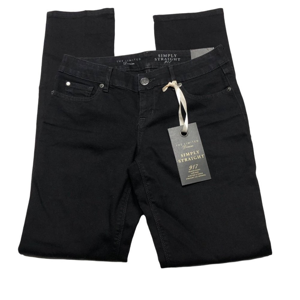 THE LIMITED SIMPLY STRAIGHT DENIM BLACK JEANS 917 SZ 4 NWT